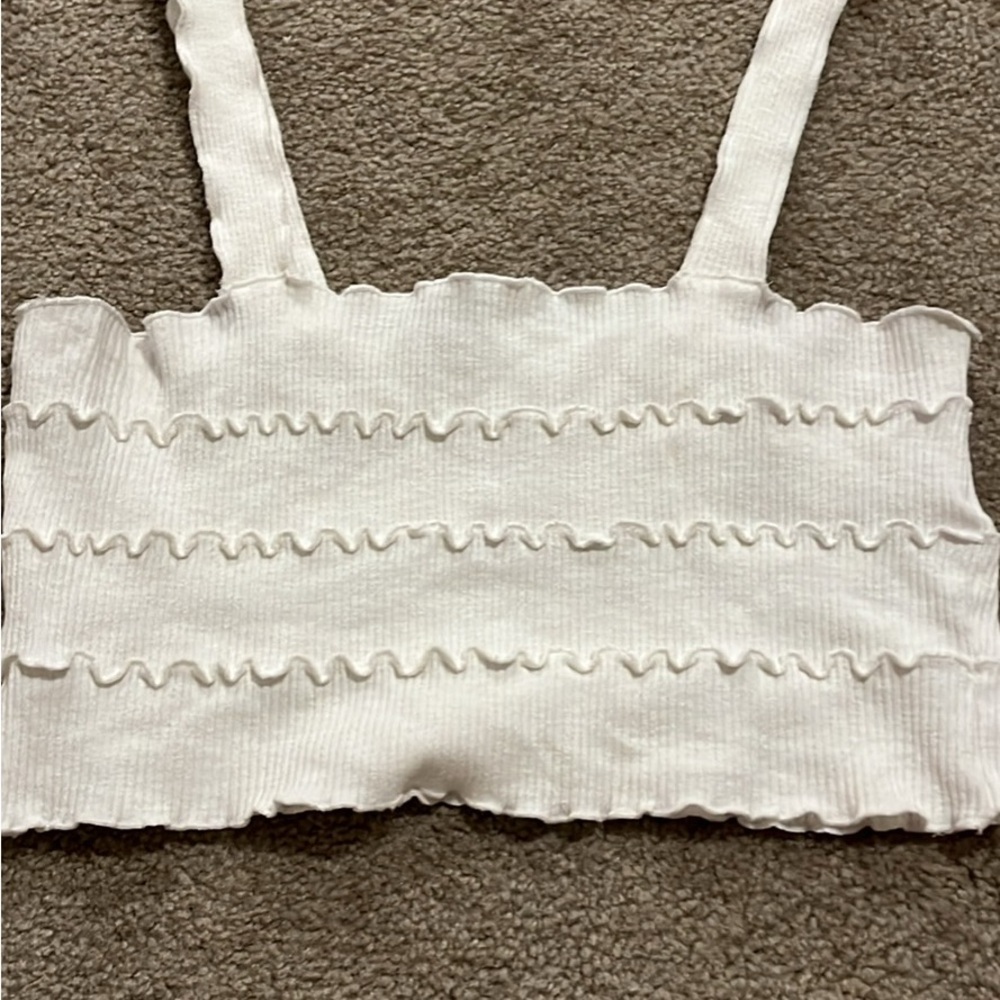 White Ruffled Crop Top